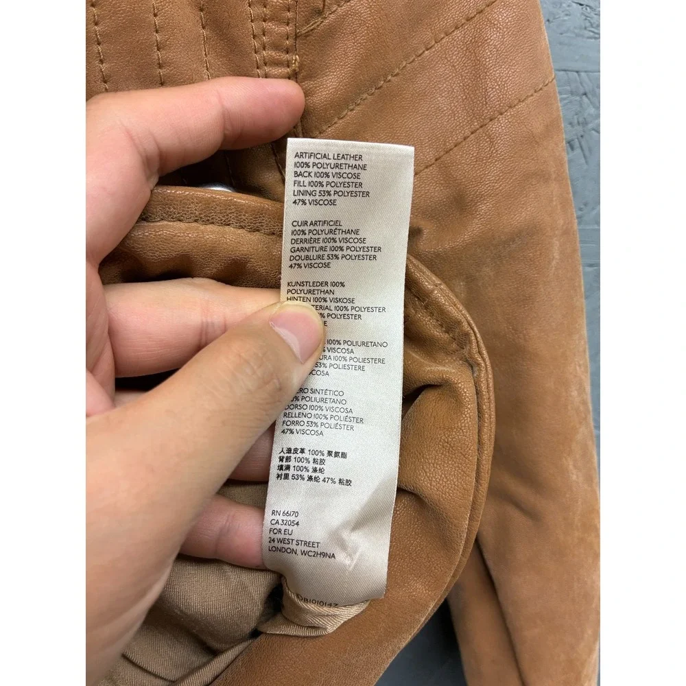 Free People Moto Jacket Faux Leather Women's Size XS‎ Brown Camel NWT - Picture 5 of 10